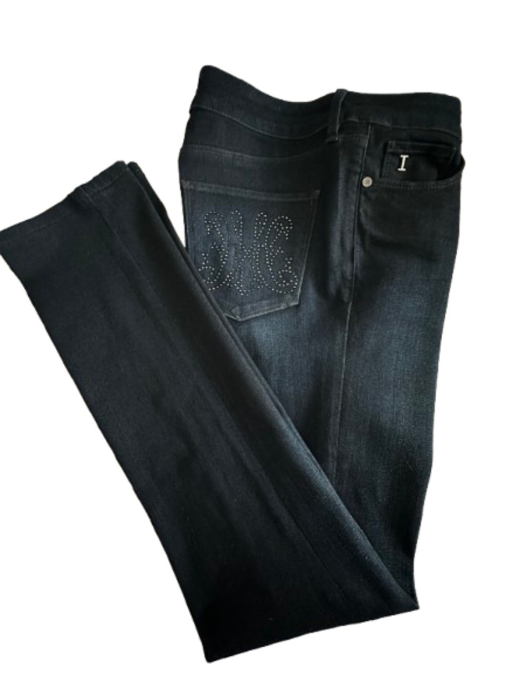 Isaac Mizrahi Women's 6 Tall L32" High Raise Straight Leg with Decor Jean Pants